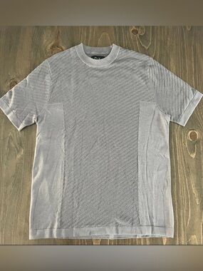 FLX Mens Medium Short Sleeve Shirt  Sweater  Textured, Lightweight Gray New